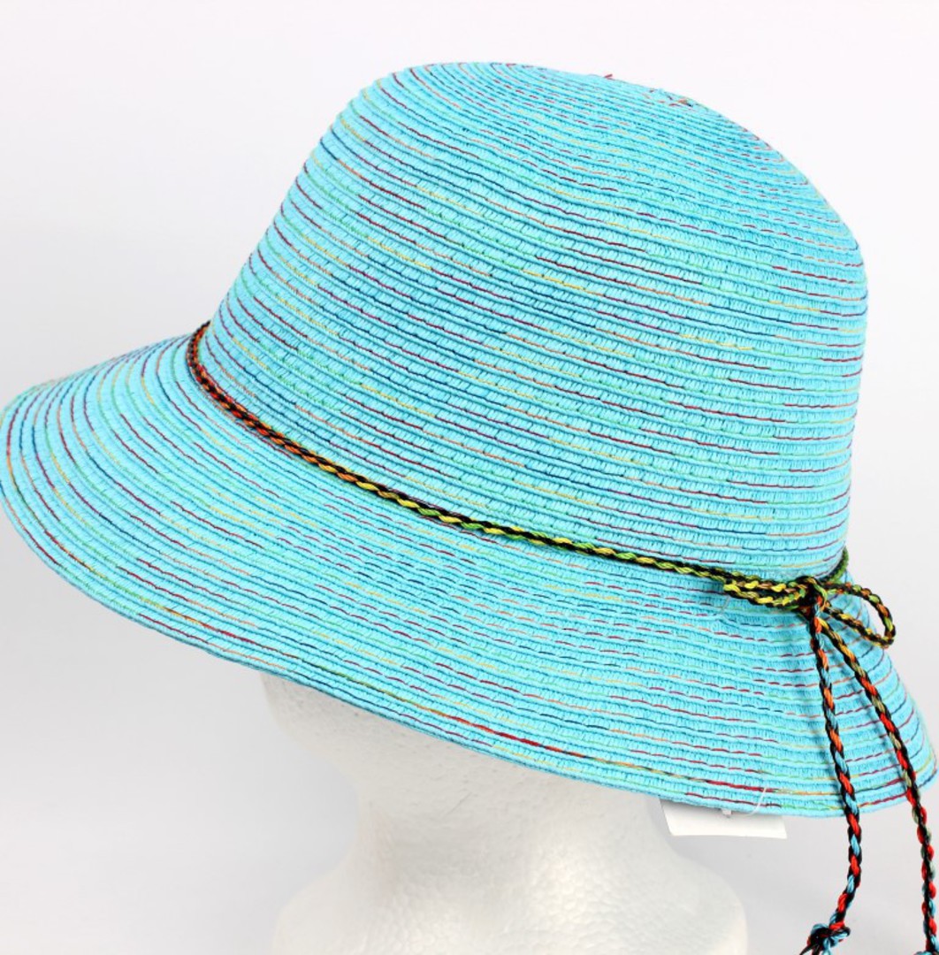 Braid hat with tie trim turq Style: H/4239 image 0